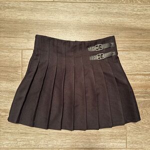 No Boundaries Black Mini Skirt with Double Buckle